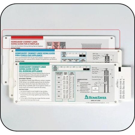 Integra Miltex American Slide Chart Corp.  HomeSaver Fireplace Liner Sizing Guide 98730
